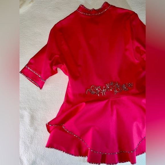 Kelle Dance top - peplum hot pink - the best sparkly crystals - adult XL vintage - Picture 3 of 15